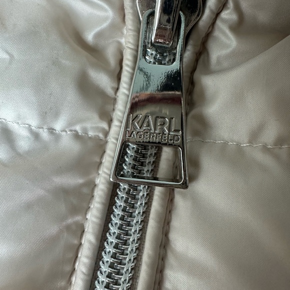 Karl lagerfeld off white zip up puffer, puffed collar adjustable waist size L - Picture 4 of 10